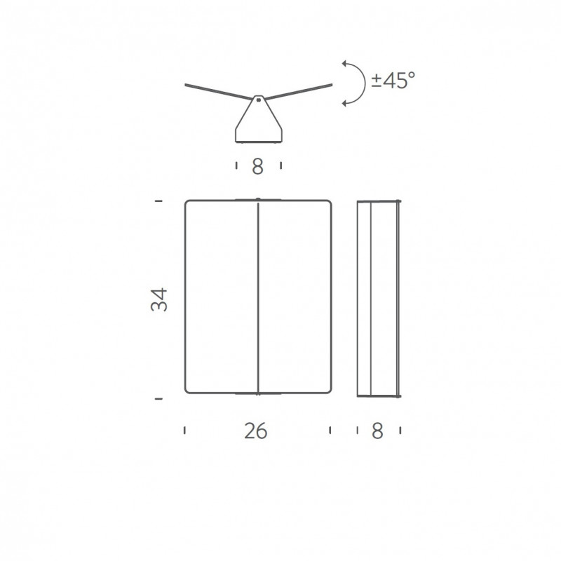 Specification image for Nemo Lighting Applique à Volet Pivotant Plié LED Wall Light