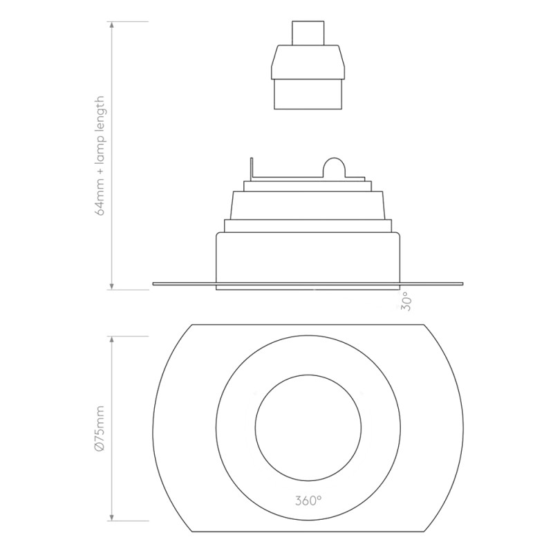 Specification Image for Astro Trimless Slimline Round Adjustable Fire-Rated Recessed Light