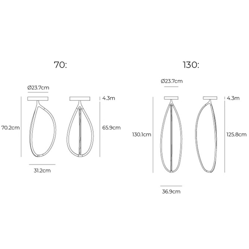Specification Image for Artemide Arrival LED Ceiling Light App Compatible