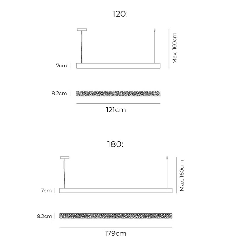 Specification Image for Artemide Calipso Linear Standalone LED Suspension