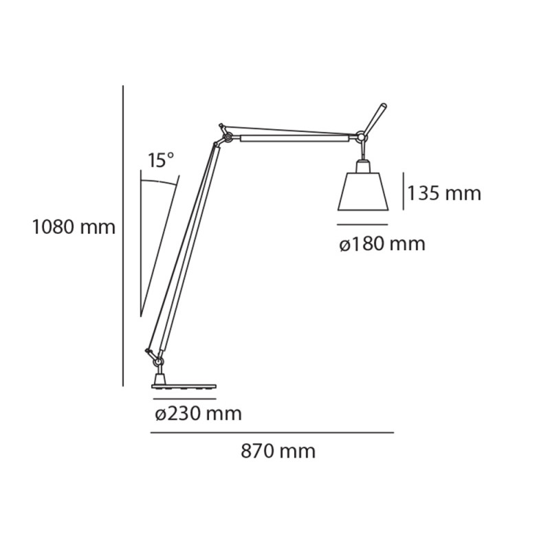 Specification Image for Artemide Tolomeo Basculante Reading Floor Lamp