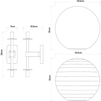 Specification Image for Astro Tacoma Twin Globe Wall Light