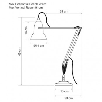 Specification Image for Anglepoise Original 1227 Desk Lamp National Trust Edition