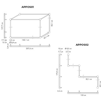 Specification Image for Axolight Poses LED Wall Light System