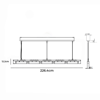 Specification Image for Bert Frank Colt LED Linear 5 Pendant