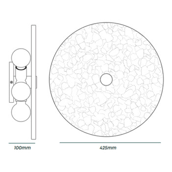 Specification Image for Tala Magma Flush Mount Ceiling Wall Light