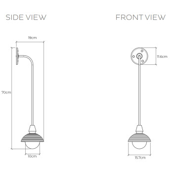 Specification Image for Bert Frank Eos Wall Light Short