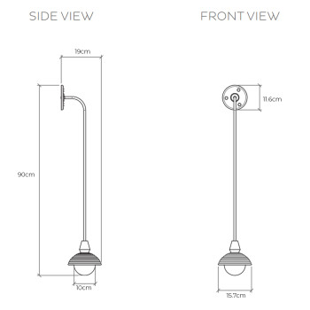 Specification Image for Bert Frank Eos Wall Light Drop Long