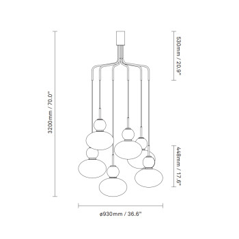 Specification Image for Nuura Rizzatto Cluster 6 Chandelier