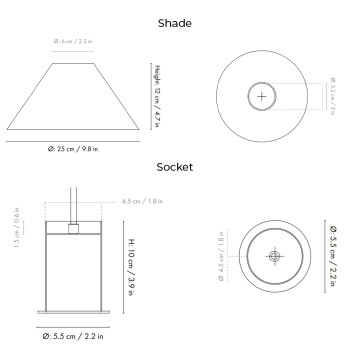 Specification Image for Ferm Living Collect Low Socket Pendant Cone