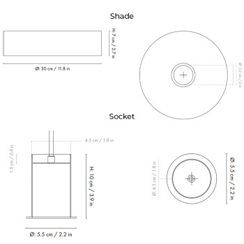 Specification Image for Ferm Living Collect Low Socket Pendant Record