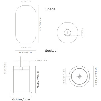 Specification Image for Ferm Living Collect Low Socket Pendant Glass Tall