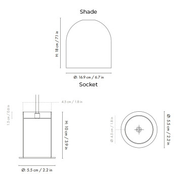 Specification Image for Ferm Living Collect Low Socket Pendant Bell