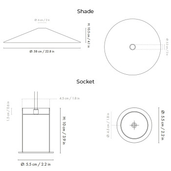 Specification Image for Ferm Living Collect Low Socket Pendant Angle