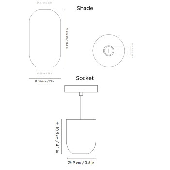 Specification Image for Ferm Living Collect Bell Socket Pendant Glass Tall