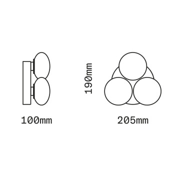 Specification Image for SkLO Dot 3x Wall/Ceiling Light