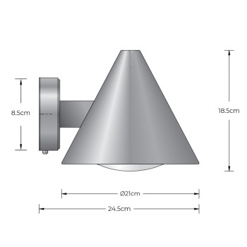 Specification Image for BEGA 31472 Outdoor Wall Light