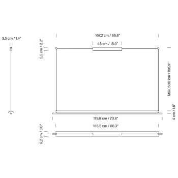 Specification Image for Santa & Cole Lamina 165 LED Pendant Light