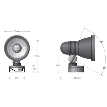Specification Image for BEGA 84259 Garden Floodlight