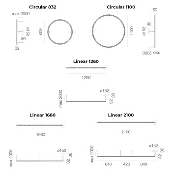 Specification Image for Artemide Somnium Stand Alone LED Suspension Light