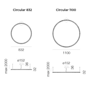 Specification Image for Artemide Architectural Somnium Stand Alone Circular LED Suspension Light