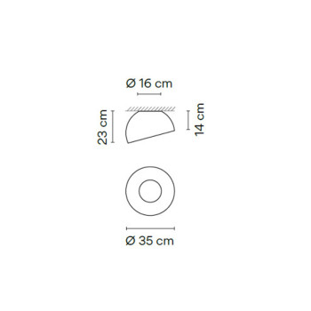 Specification Image for Vibia Duo Ceiling Dome Angled LED Light