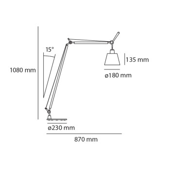 Specification Image for Artemide Tolomeo Basculante Reading Floor Lamp