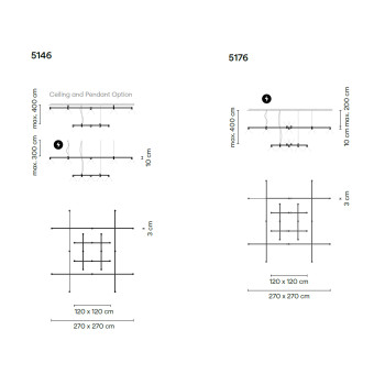 Specification Image for Vibia Nexum Square 2-Tier LED Pendant  Ceiling Light