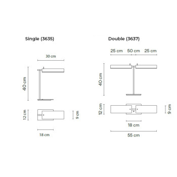 Specification Image for Vibia Asia LED Table Lamp