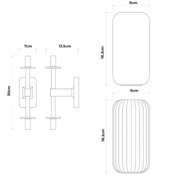 Specification Image for Astro Tacoma Twin Reed Wall Light