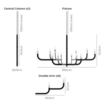 Specification Image for Luceplan J-us 12 Light LED Pendant