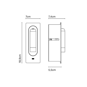 Specification Image for Marset Ledtube RSC USB-C LED Wall Light