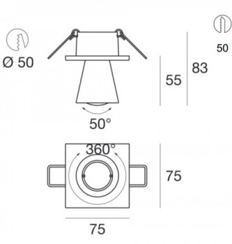 Specification Image for Light Attack Conic LED Semi-Recessed Spotlight