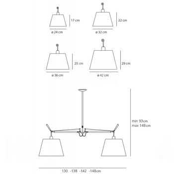Specification Image for Artemide Tolomeo Basculante Suspension light