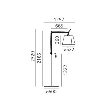 Specification Image for Artemide Architectural Tolomeo Paralume Outdoor LED Floor Lamp