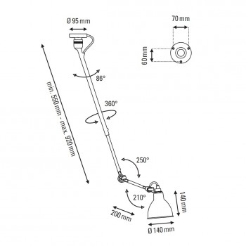 Specification image for DCW éditions Lampe Gras 302 Ceiling Light