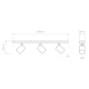 Specification Image for Astro Ascoli Triple Bar Ceiling Light