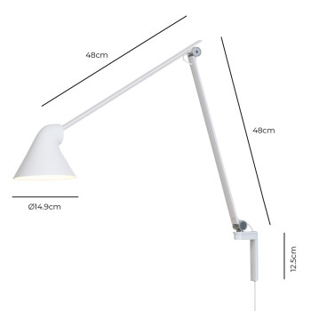 Specification Image for Louis Poulsen NJP Long Arm LED Wall Lamp
