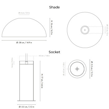 Specification Image for Ferm Living Collect High Socket Pendant Dome