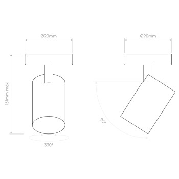 Specification Image for Astro Aqua Single Wall / Ceiling Light