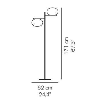 Specification Image for Oluce Alba Double Floor Lamp