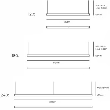Specification Image for Artemide Alphabet of Light Linear LED Suspension Light