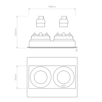 Specification Image for Astro Trimless Square Twin Adjustable Recessed Light