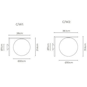 Specification Image for Flos IC Outdoor Wall/Ceiling Light