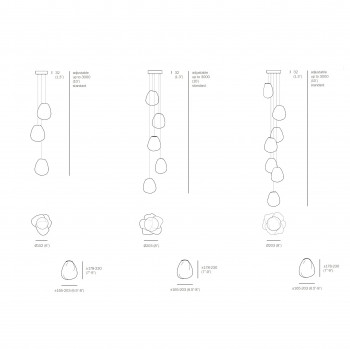 Specification image for Bocci 73V Series Multi Pendant