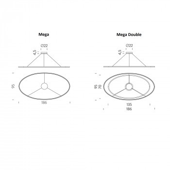 Specification image for Nemo Lighting Ellisse Mega LED Pendant