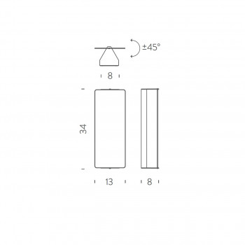Specification image for Nemo Lighting Applique à Volet Pivotant Double LED Wall Light