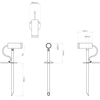 Specification image for Astro Myos Outdoor LED Floor Spotlight 