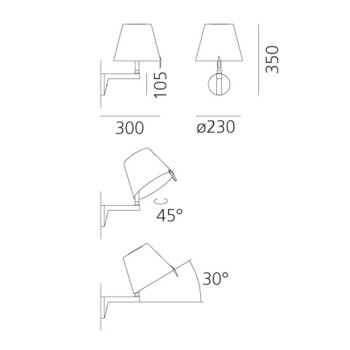 Specification Image for Artemide Melampo Wall Light