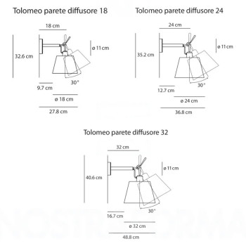 Specification Image for Artemide Tolomeo Diffusore Wall Light